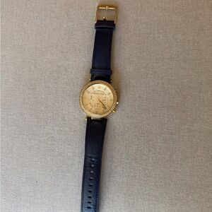 Michael Kors Gold and Blue Leather Watch